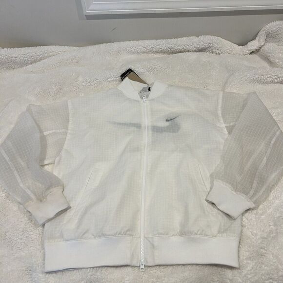 NWT Nike Sportswear Woven Varsity Bomber Jacket DV7972-100 Women's Size Medium - Picture 2 of 8